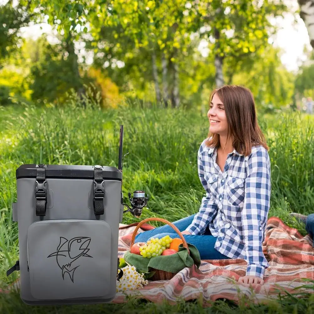 مبردات الظهر معزولة ومضادة للتسرب، حقيبة ظهر لصيد السمك مع مبرد خفيف الوزن، إغلاق مغناطيسي مقاوم للماء ومتين للتخييم #4