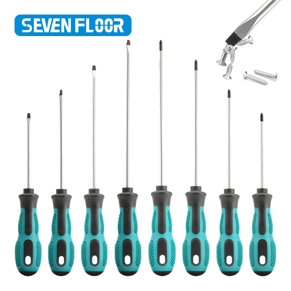 1PCS Multifunctional Flat Head Cross Screwdriver Magnetic Screwdriver Household Anti Slip Repair Manual Screwdriver