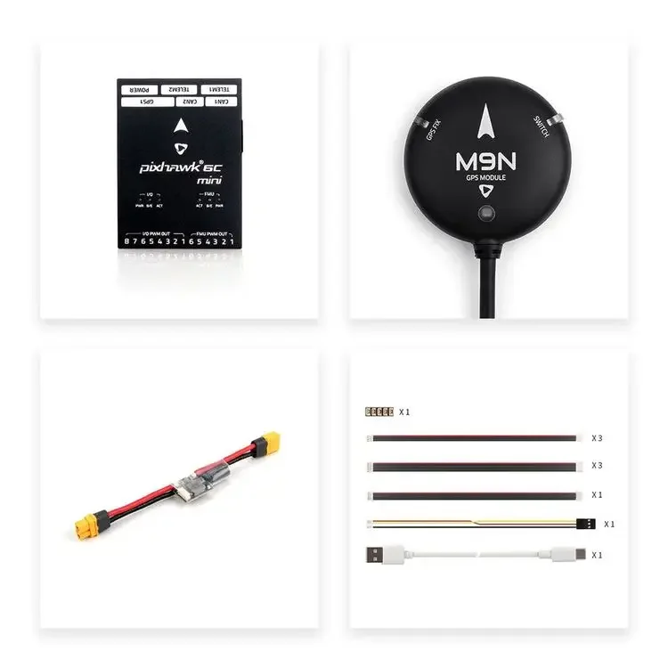 Holybro Pixhawk 6C Mini Flight Controller M9N GPS and PM02 V3 Power Module for Rc Autonomous Vehicle Quadcorpter Airplane
