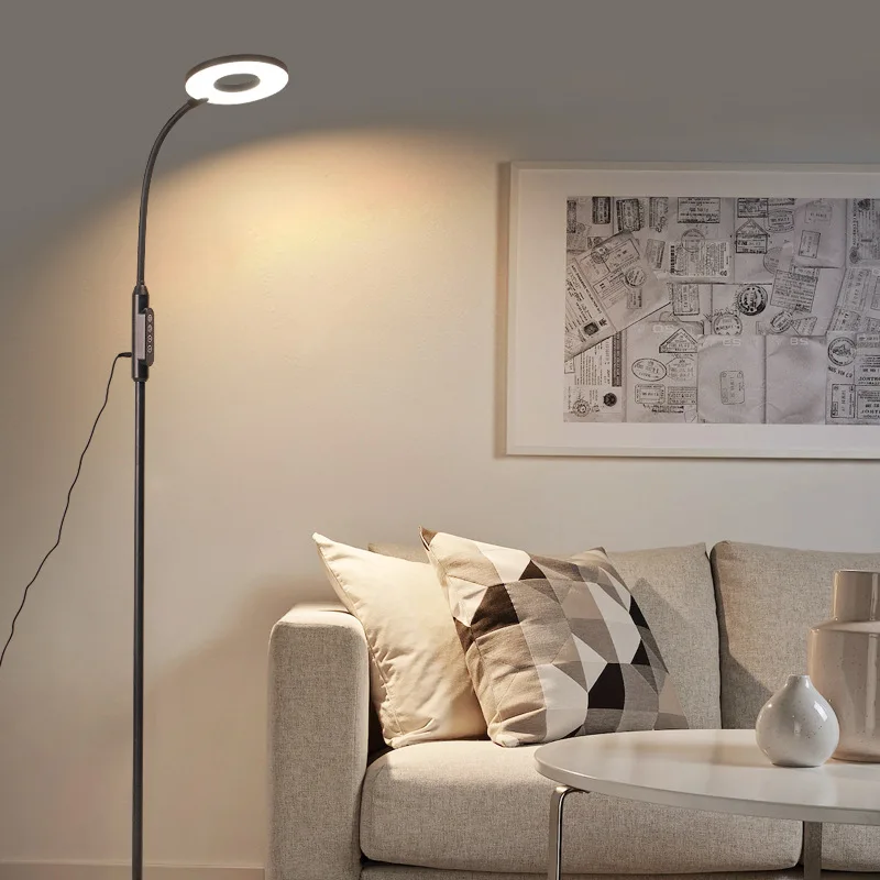 Lâmpada de assoalho ajustável LED moderno com controle remoto, leitura, estudo, quarto, sala de estar, cabeceira, decoração