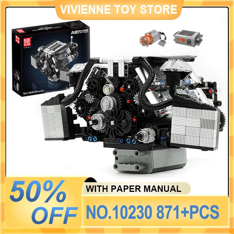 

Mold King 10230, имитация автомобиля V8 W12, модель двигателя, строительные блоки, кирпичи, головоломка, игрушка, украшение для рабочего стола, Рождественский подарок для детей