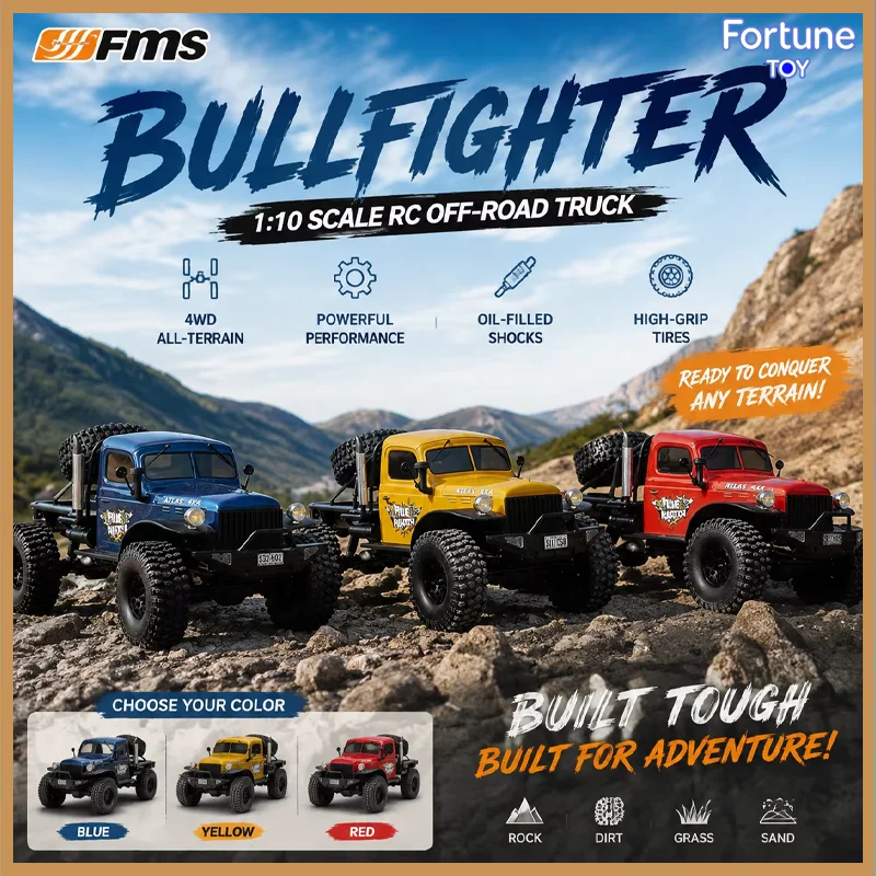 FMS 1:10 Bullfighter Atlas RC Car 4WD Electric Off Road Climbing Pickup Truck Simulation Model For Adults Boys No Battery