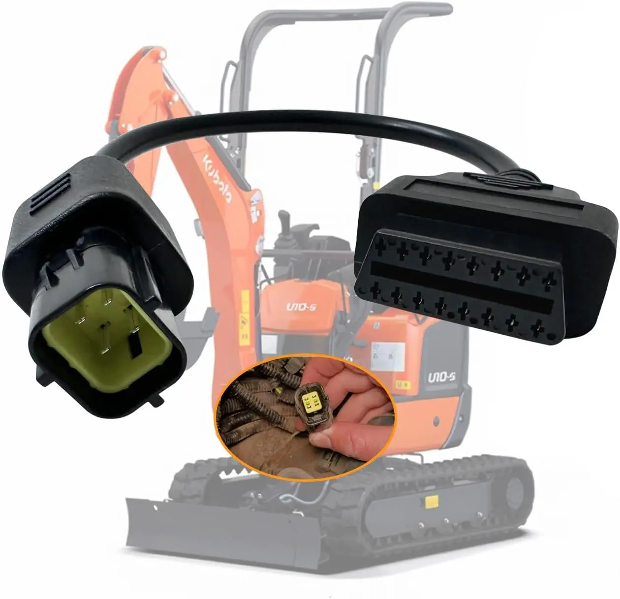 

4 Pin OBD1 to OBD2 Adapter Cable for Kubota Diagnostic Tools