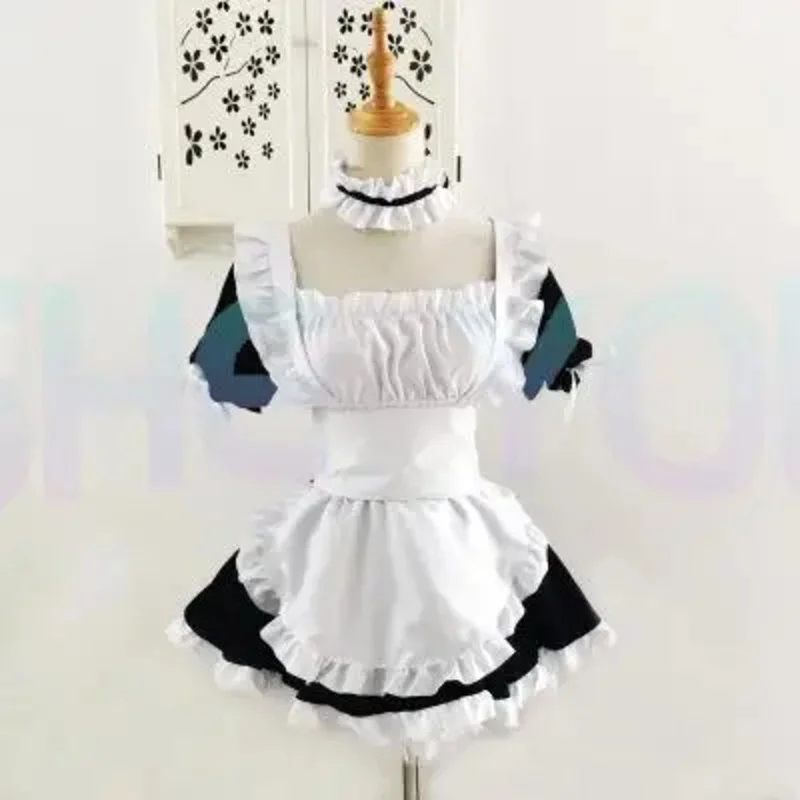 애니메이션 요스가 노 소라 카스가노 소라 코스프레 코스튬, 메이드 앞치마, 원피스 유니폼, 원피스 앞치마, 오버슬리브 목걸이, 모자