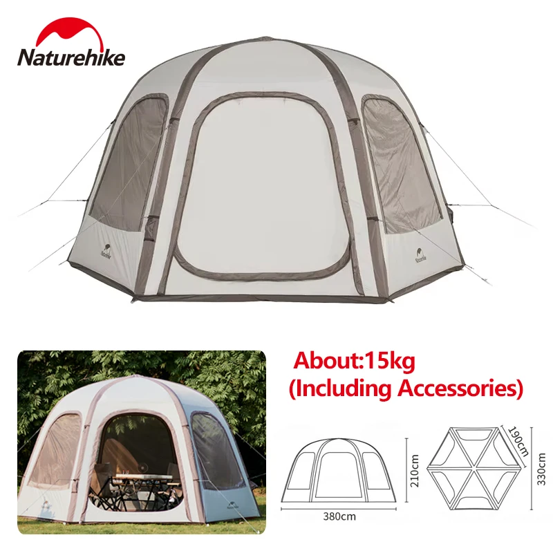 Naturehike Hexagonal Inflatable Door Dome Tent Outdoor Camping Large Space Cloud Upgraded Beach Sunshad Rainproof Air Tent