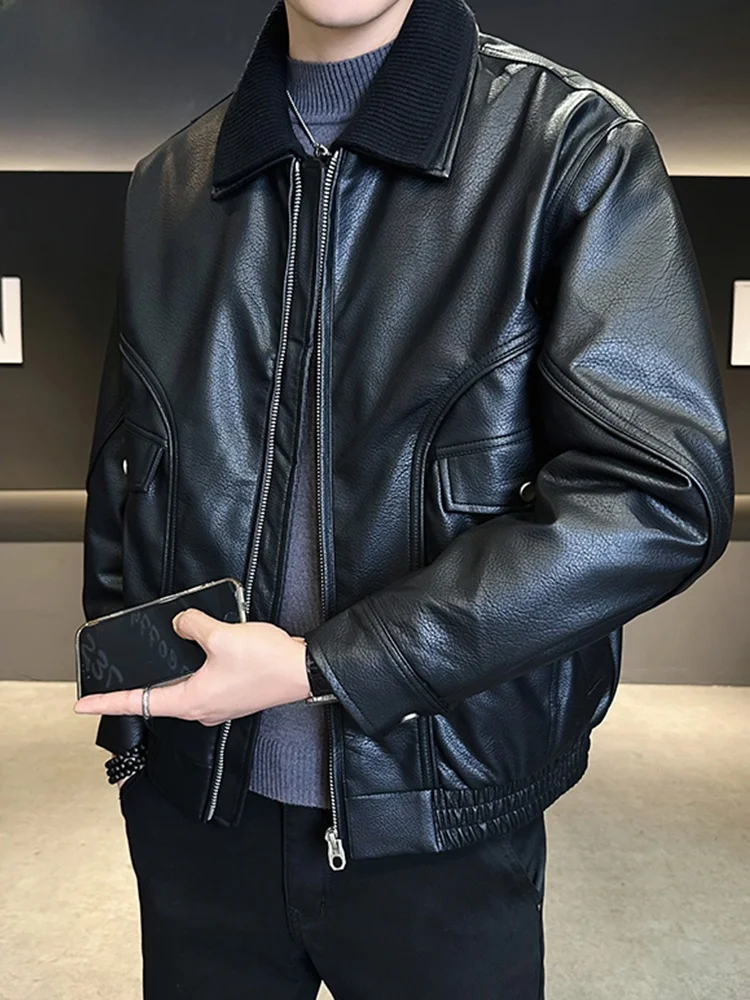 

TUCANO Genuine Leather Men's down Jaet Autumn Winter New Sle Haifeng eepskin Coat Vintage Sle Long Sve Zipper Closure