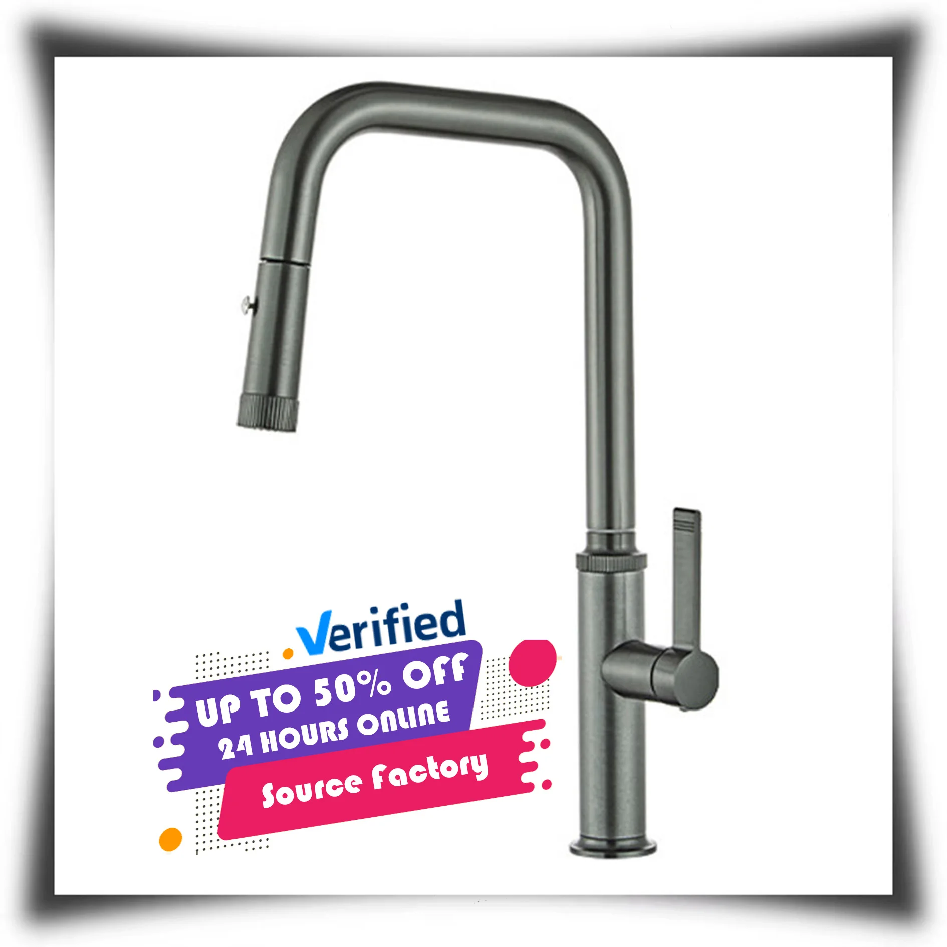 

Пистолет, серая латунь, гибкий на 360 градусов, современный выдвижной роскошный смеситель для кухонной мойки, кухонный смеситель для воды с распылителем