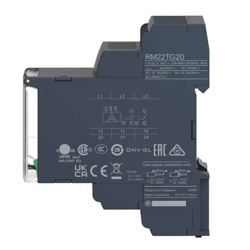 Three-phase monitoring and control relay 8A 208-480VAC 2CO modular measurement and control relay RM22TG20 Fault monitoring