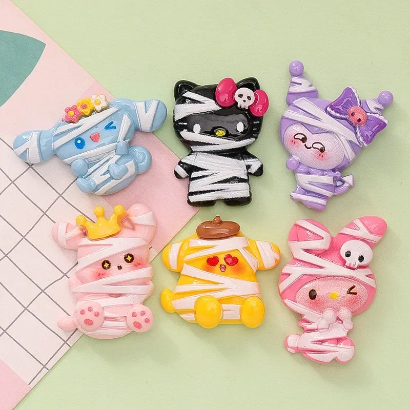 10 Stuk Mini Kawaii Cartoon Halloween Mummy Cat, Puppy Series Hars Plakboek Diy Sieraden Kinderen Cadeau Haarspeld Accessoires