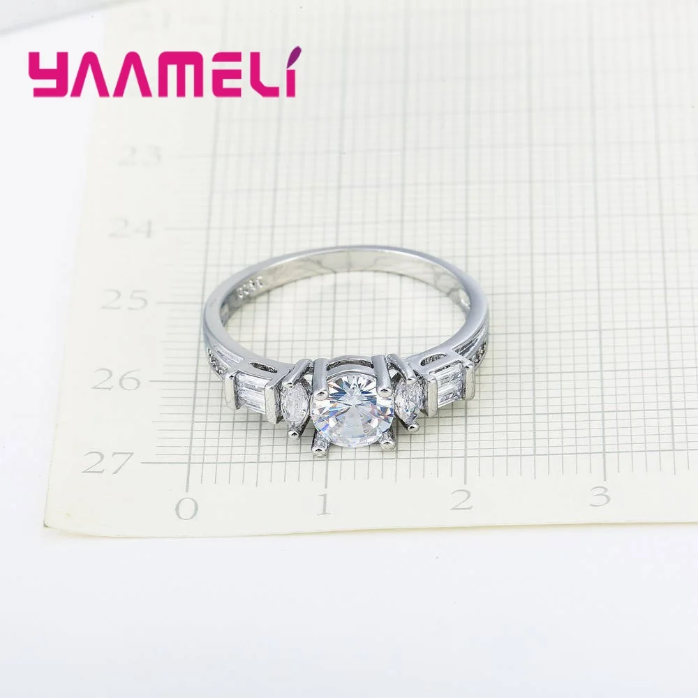 Wedding/Engagement Real 925 Sterling Silver Finger Rings Good Quality Cubic Zirconia Crystal Jewelry For Women Bridal