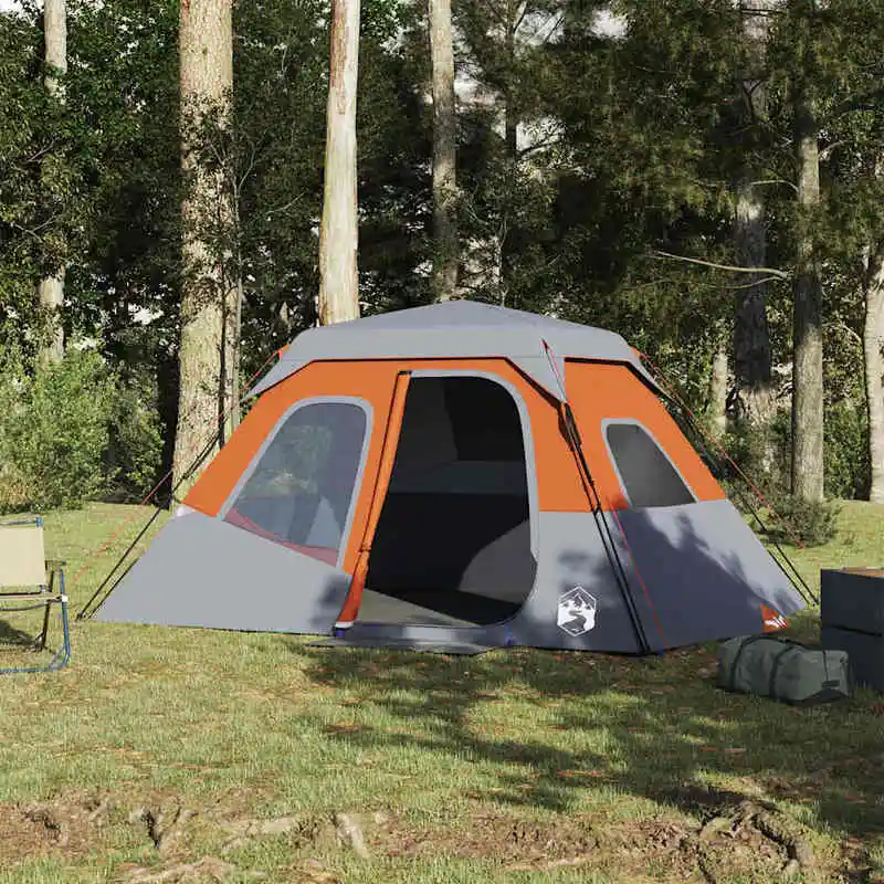 Familienzelt für 6 Personen, schneller Aufbau, wasserdichtes Campingzelt mit abnehmbarem Doppel-Dach und elektrischer Anschlussmöglichkeit – Camping- und Wanderzelte, Unterstände, Jagdzelt,