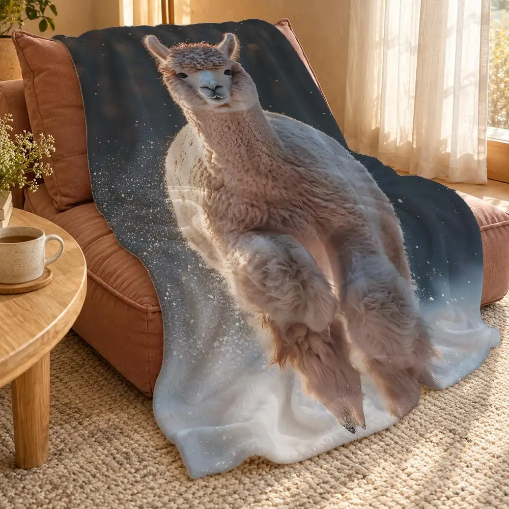 Alpaca Throw Double Sided Flannel Throw Blanket Soft Travel Camping Sofa Bed Home