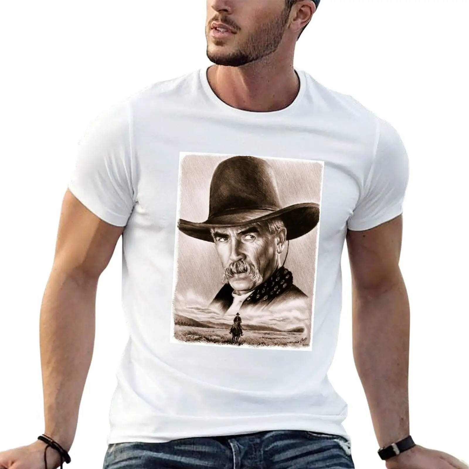 

Sam Elliot Actor Received Many National Awards Golden Globe Academy The Lone Rider Sepia Gift For T-Shirt