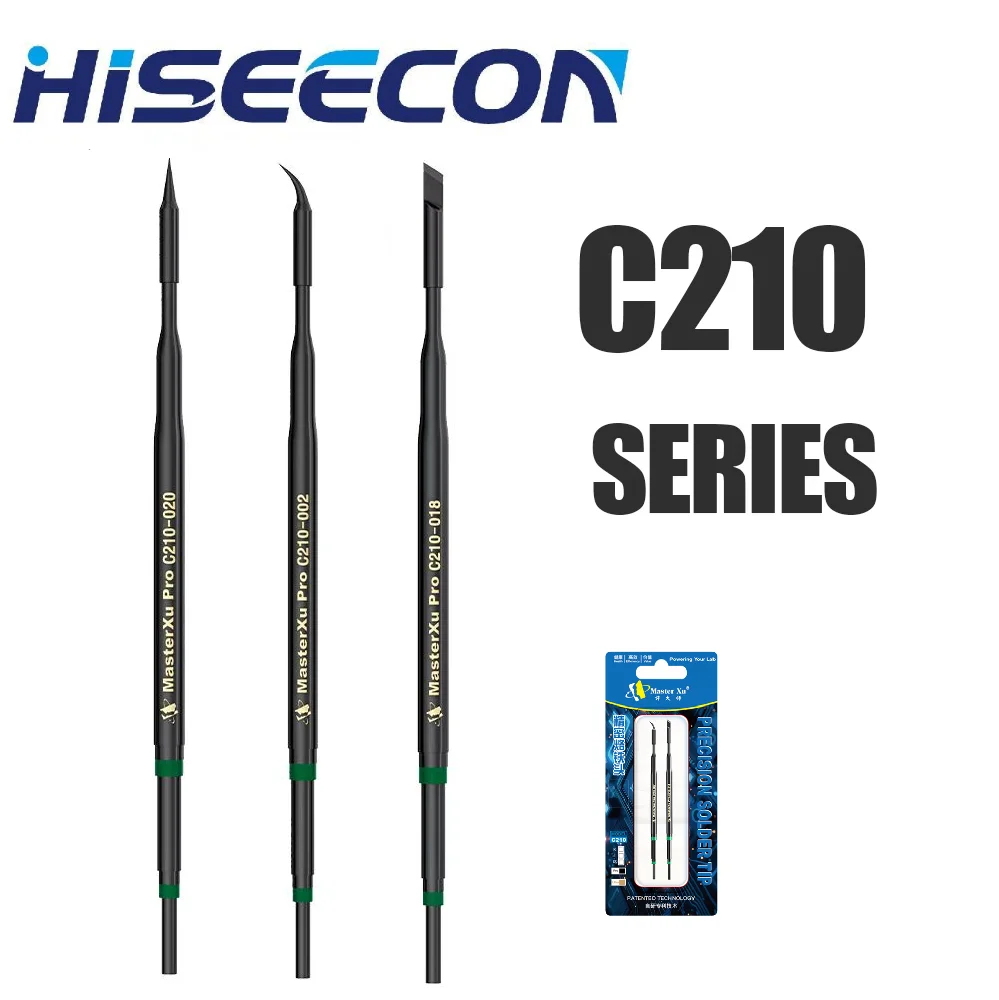 HISEECON C210 2Pcs Black Soldering Iron Tips As YIHUA GVM Sugon JBC T12 T245 Welding Station Replacement Head For Phone Repair