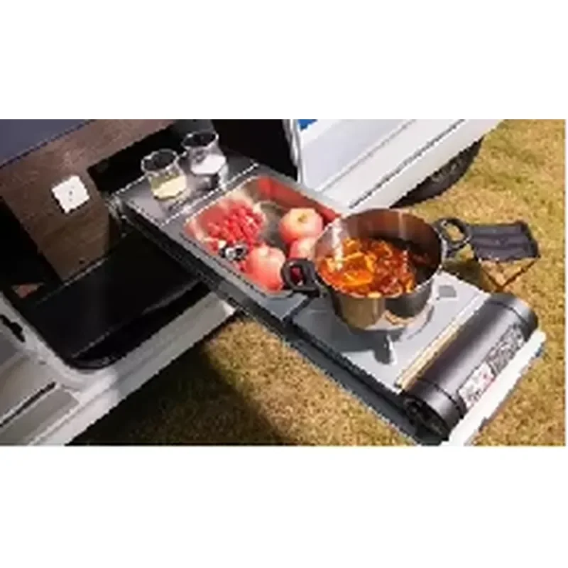 Integrated RV Gas Stove Burner Cooker with Pull-Out Sink and Faucet for Camping and Outdoor Adventures