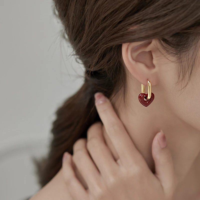 Kuziduocai 100% Stainless Steel 2025 New Fashion Jewelry Japanese Sweet Style Elegant Love Heart Shape Stud Earrings For Women