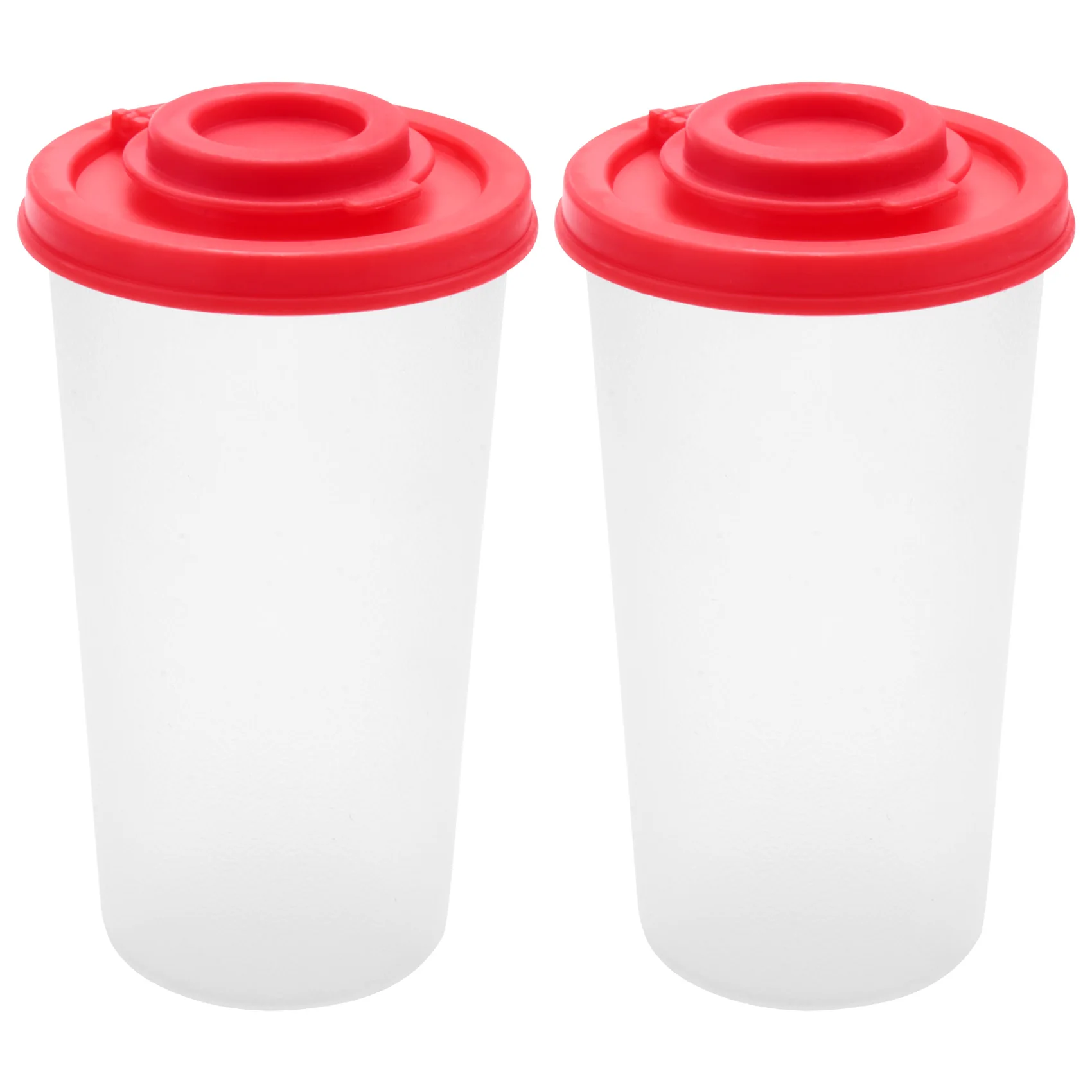 2 Large Salt and Pepper Shakers Moisture Proof ,Salt Shaker with Red Covers Lids Plastic Airtight Spice Jar Dispenser