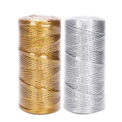 100M Goud Zilver Macrame Cord Rope String Touw Lint Bows Ambachten Diy Gift Wrap Naaien Twisted Draad Thuis Textiel decor 1.5Mm