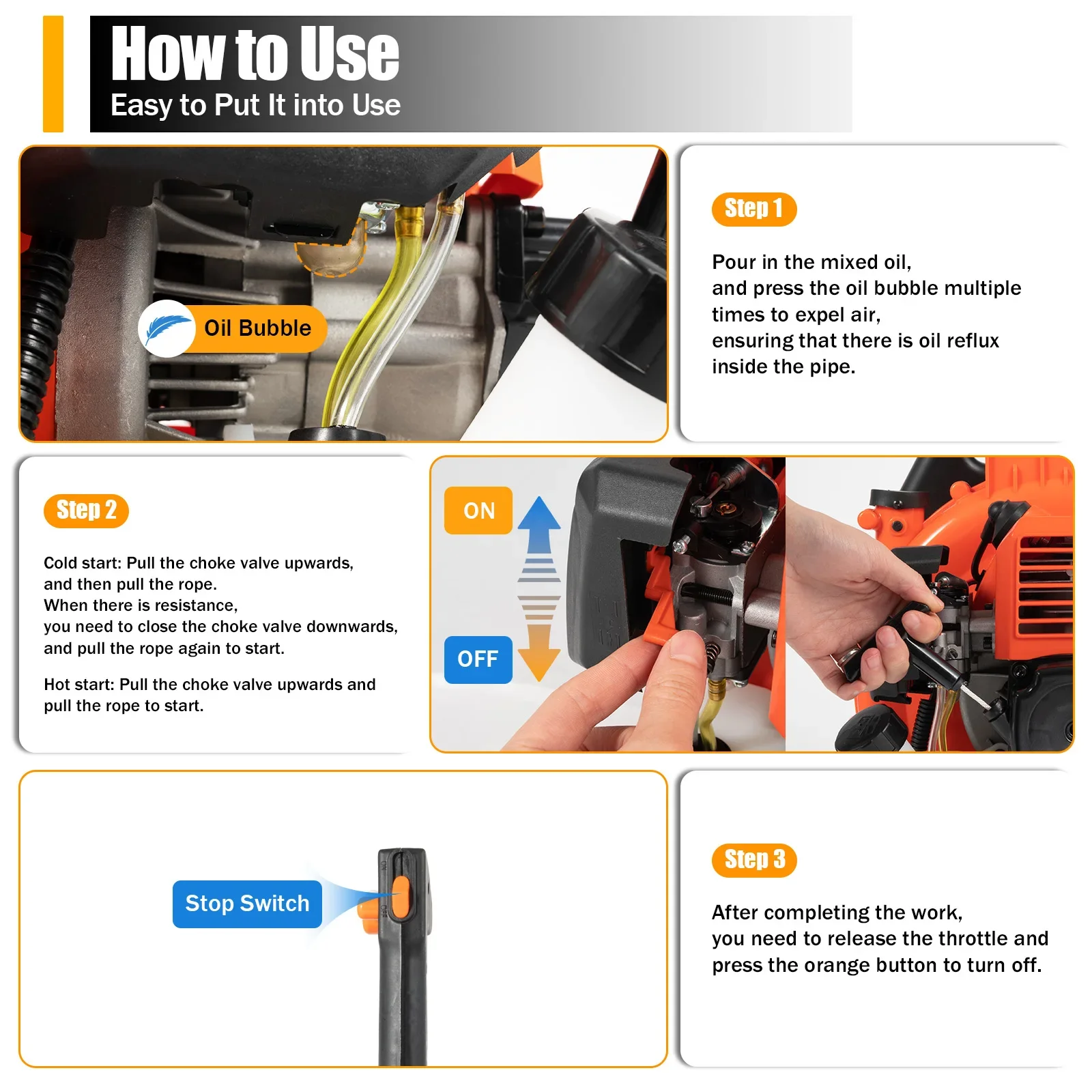 CNCEST 42.7CC Two-Stroke Leaf Blower 7000R/Min W/ Stainless Steel Buckles For Snow Removal & Sweeping Fallen Leaves