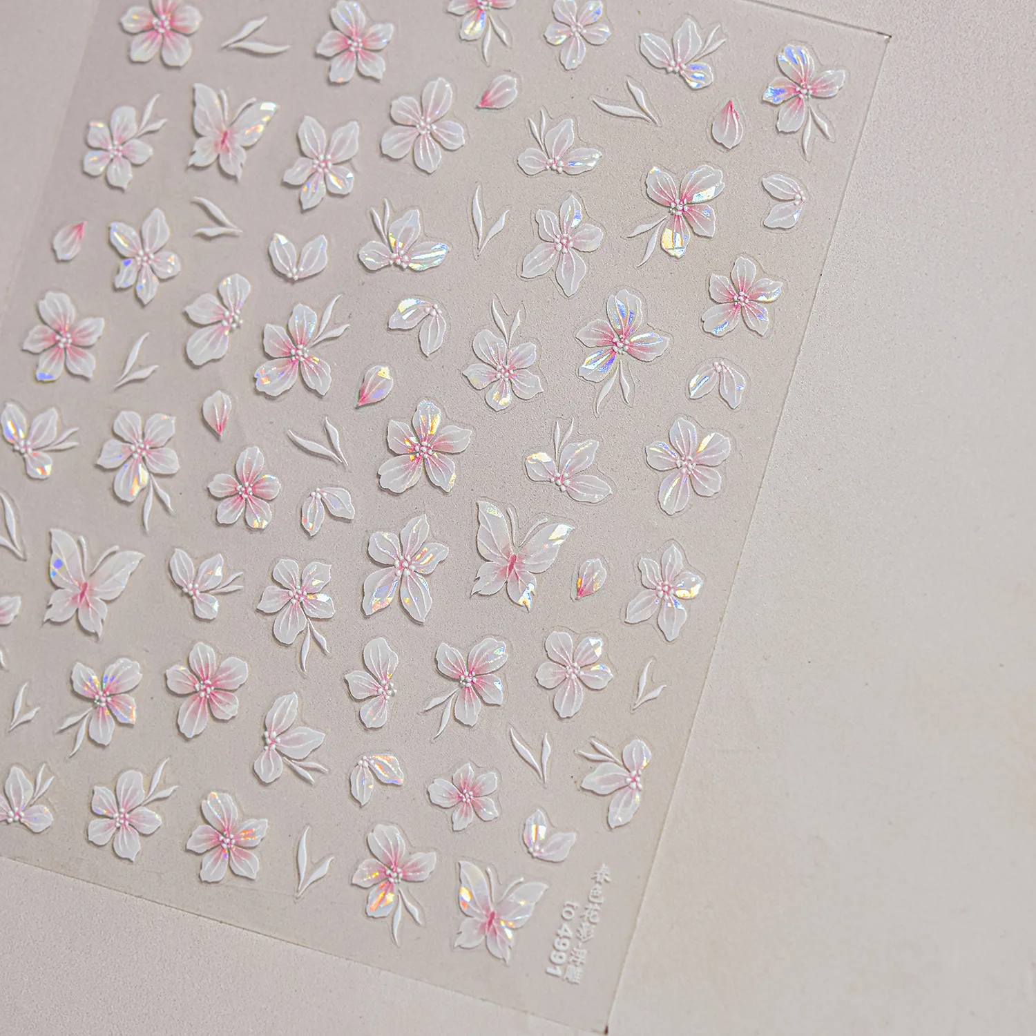 鮮やかなリンゴ桃の花ハッピーバカロリーロマンチックな春の庭 5D ネイルアートステッカー花自己粘着マニキュアデカール