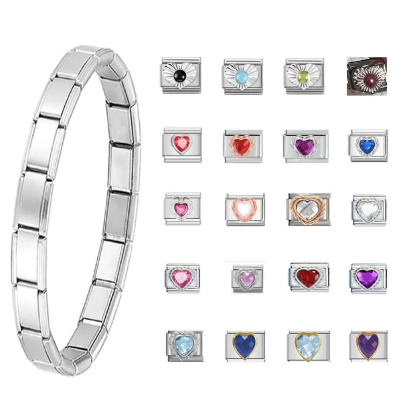 DIY Fashionable Heart Gemstone Elastic Elegant Creative Chain Unisex Modular Charm Bracelet Simple Splicing Accessories