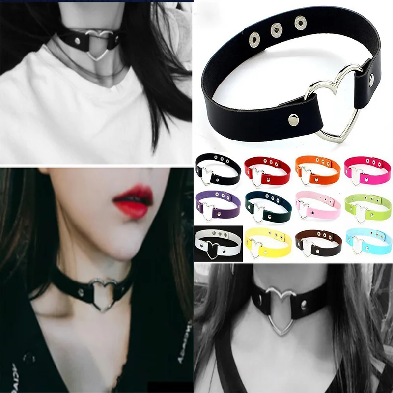 PU Leather Erotic Heart Collar Adult Flirting Bondage Sexual Toy SM Sex Toys Punk Style BDSM Women Gothic Collar Accessories