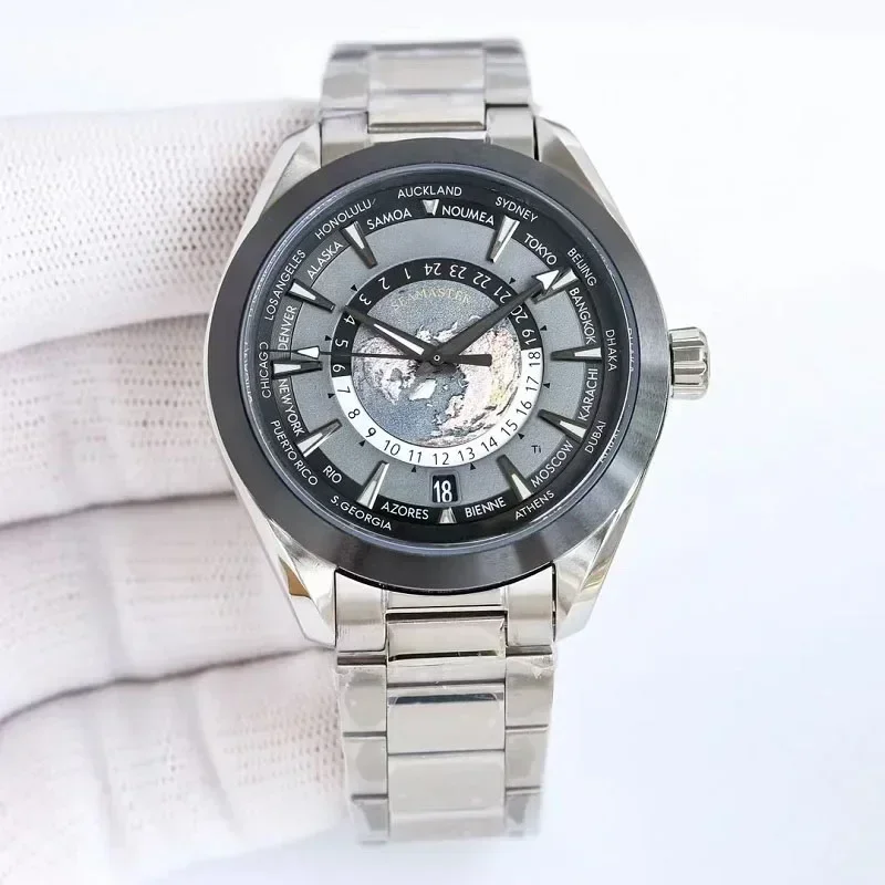 2024 New World Time Man Watch World Pattern Full Automatic Mechanical Men's Watches Luxury Classic Design Business Wristwatches