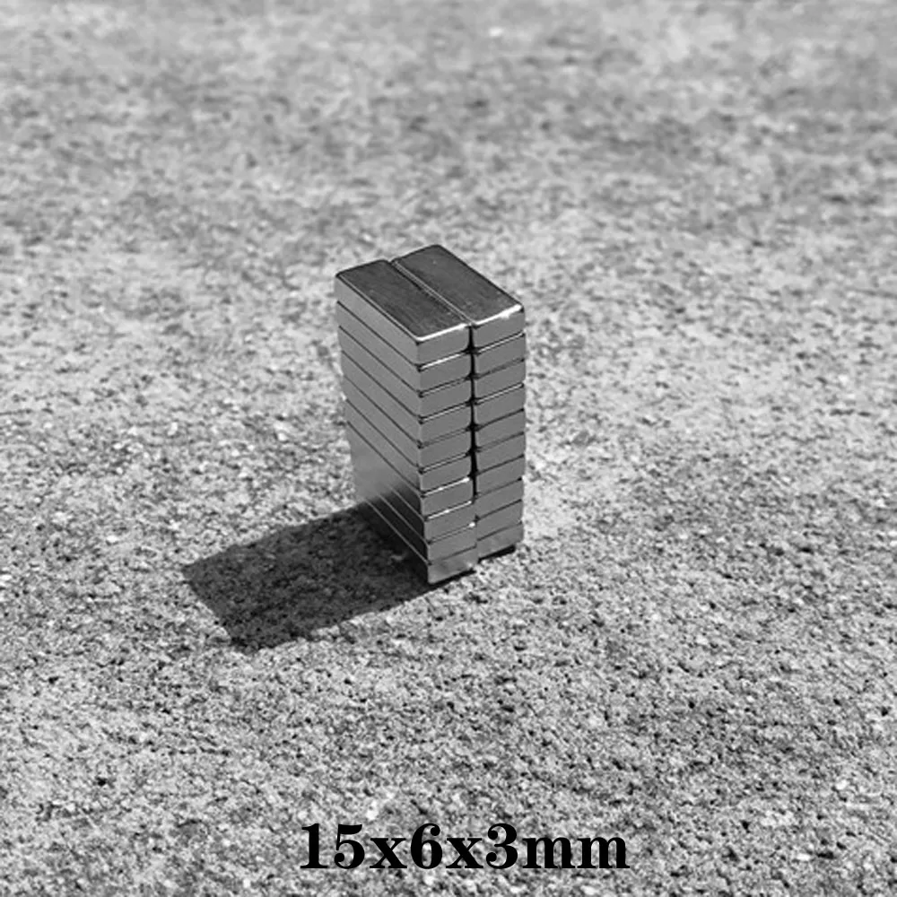 15x6x3 mm Strong Rare Earth Magnet Thick 3mm Block Rectangular Magnetic 15x6x3mm Permanent Neodymium Magnets 15*6*3