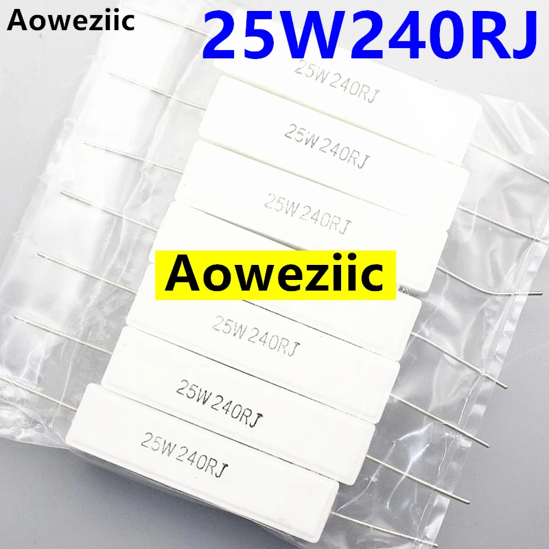 10Pcs/Lot 25W240ohm 25W240RJ 25W240ΩJ RX27 Horizontal Cement Resistor Ceramic Resistance Precision ±5% Power Resistance