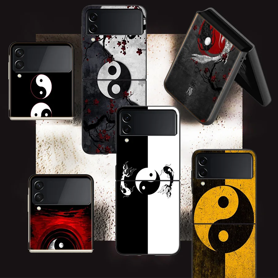 Eight Diagrams Taiji Yin Yang Phone For Samsung Galaxy Z Flip 5 4 3 5G Case Luxury Cover Z Flip 6 5G Black Cases Shell PC Fundas