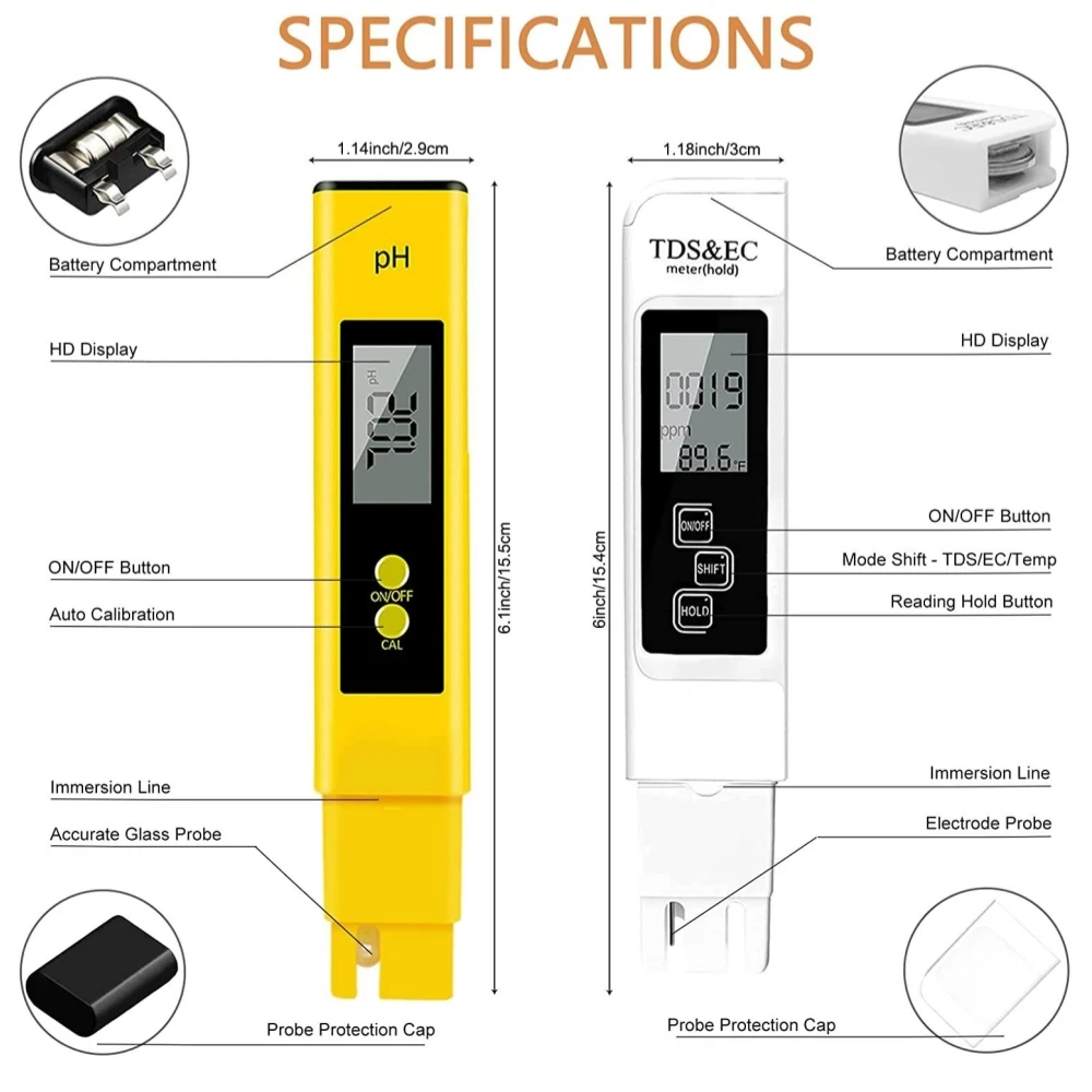 PH Meter 0.01 High Precision For Water Quality Tester With 0-14 Measurement Range Suitable Aquarium Swimming Pool