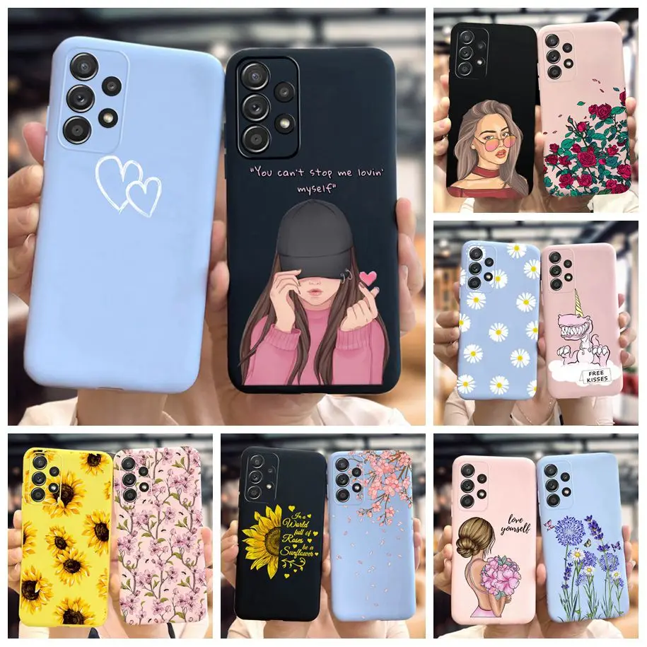 Dla Samsung A23 4G przypadku kolorowy kwiat malowane miękkiego silikonu tylna pokrywa dla Samsung Galaxy A23 A33 A53 A73 5G Funda Coque Shell