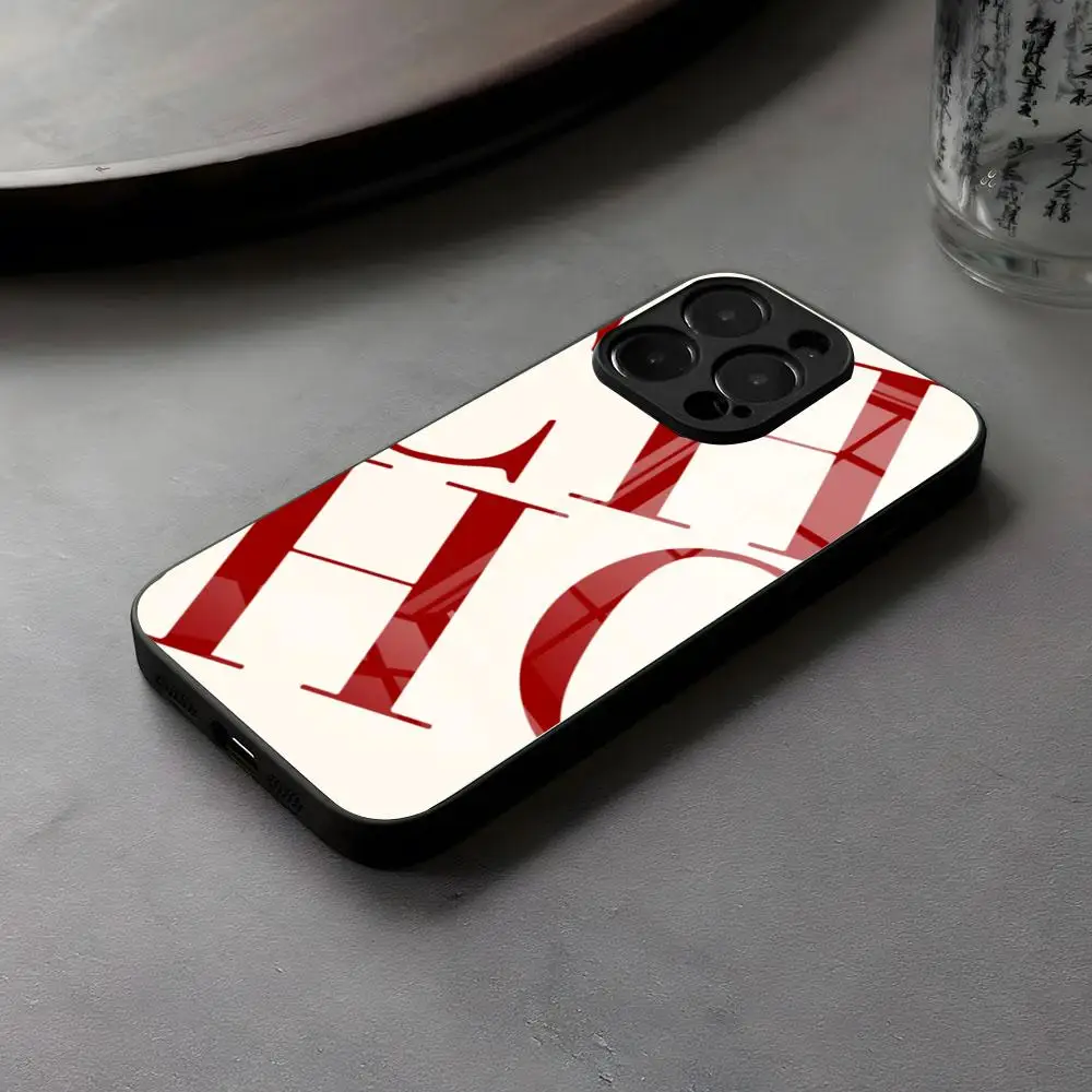 C-CarolinaS Fashion H-HerreraS Discount Phone Case Glass For IPhone17 16 15 14 Pro Max 13 12 Mini 11 X XS XR 8 Plus For Samsung