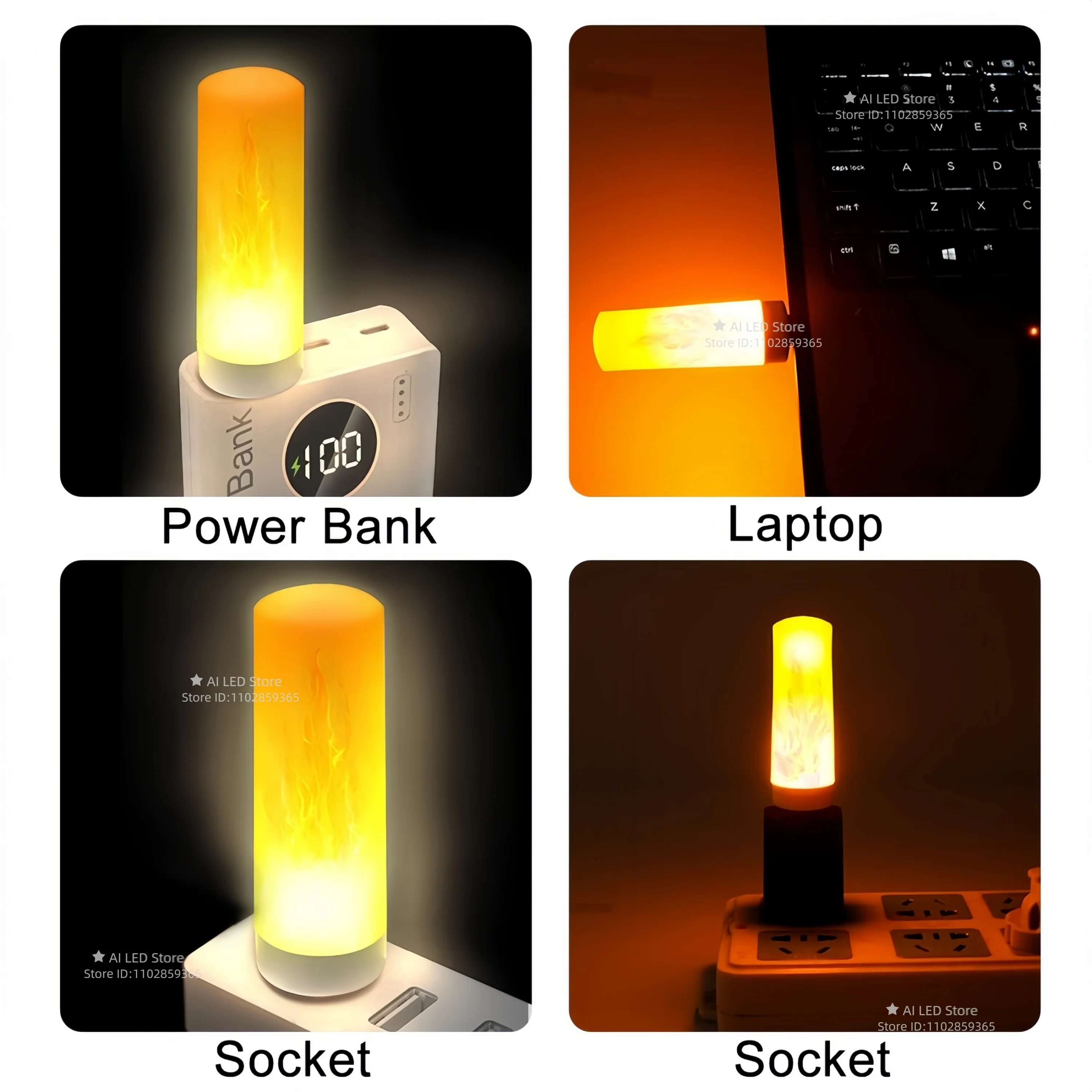 LED Flame Effect Light USB Imitating Flickering Small Candle Night Lamp Atmosphere Bulbs For Indoor Outdoor Home Party Decor