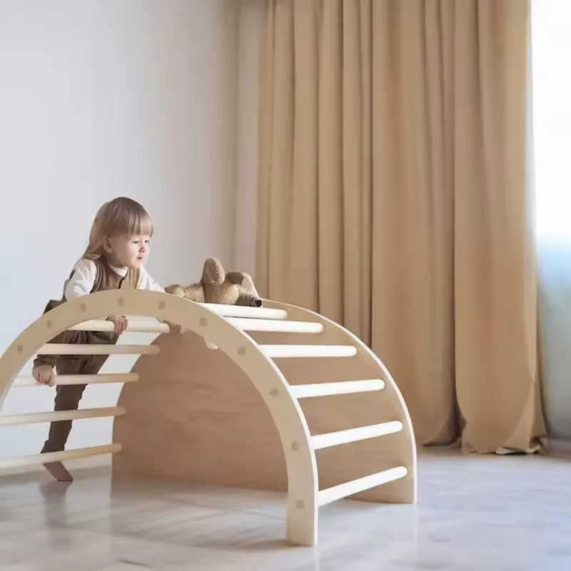 Xihatoy montessori brinquedos educativos internos do bebê crianças cadeira de escalada de madeira balancim escada rampa arco de madeira quadro de