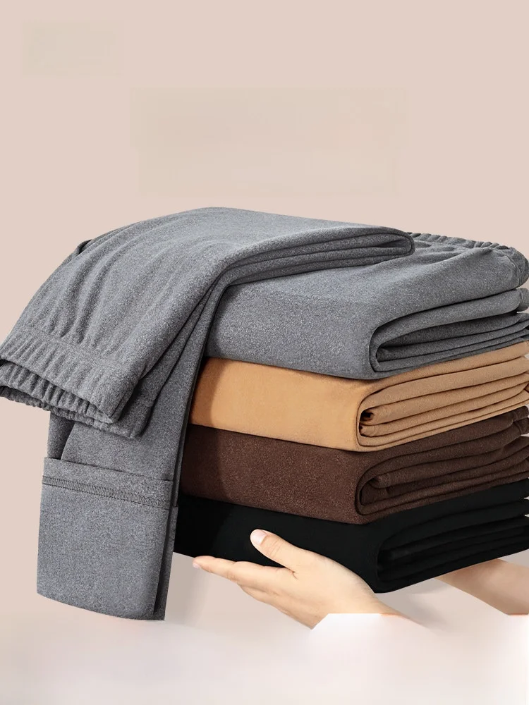

Men's Double-Sided Fce Thiened Autumn Pants Winter Warm Underwear Boting Trousers Casual Slim Fit Elastic Waist Pants
