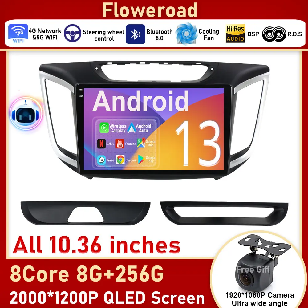 

2K Screen For Hyundai Creta IX25 2015 - 2019 Android Auto Car Radio Multimedia Player GPS Autoradio Navigation Camera Carplay