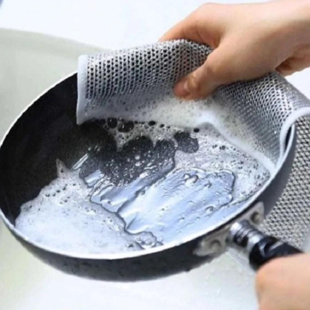 30pcs Silver Wire Dishcloths Non-Stick Dishcloths Household Kitchen Stovetop Dishwashing Brush Wire Dishcloths