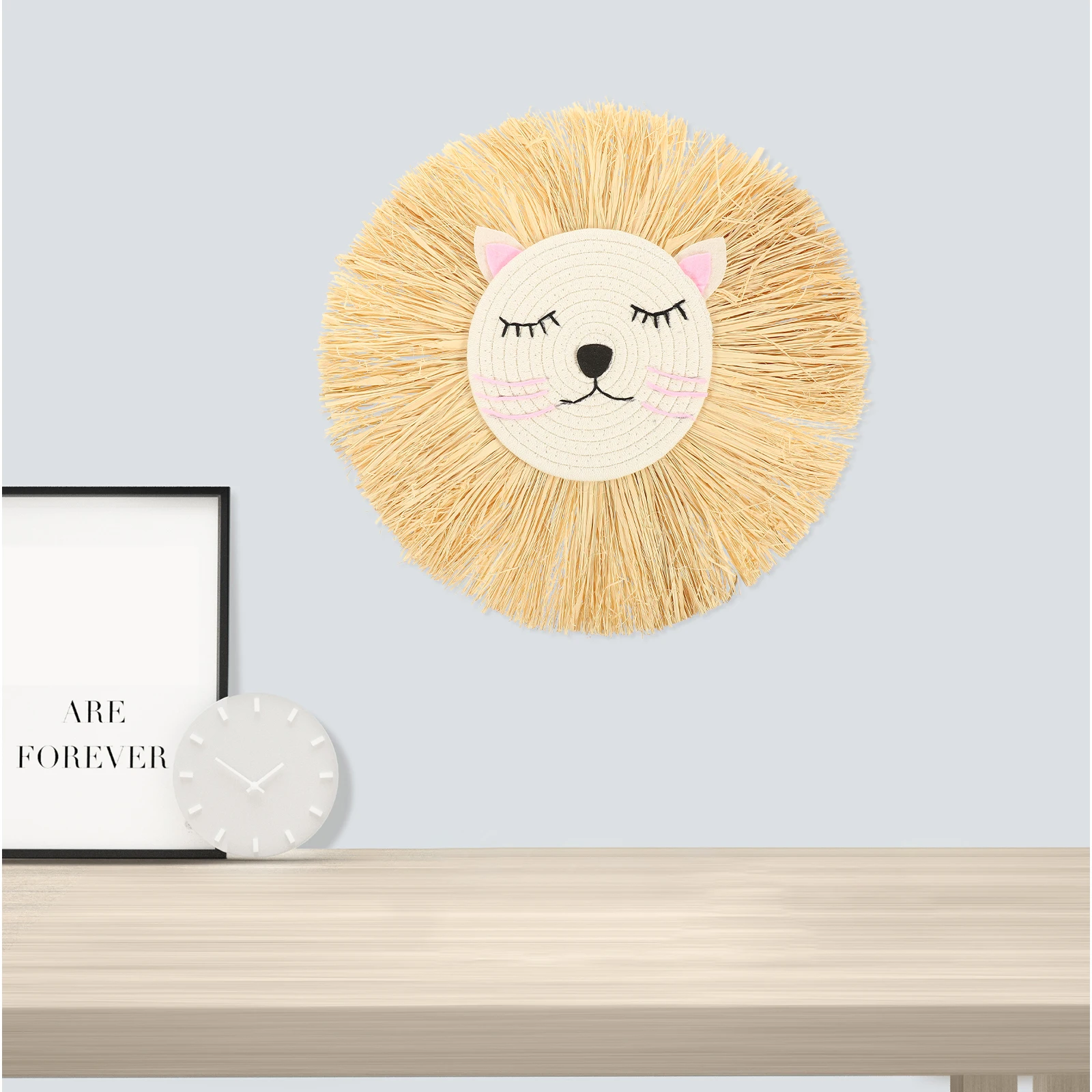 

Woven Lion nament Lion Head Woven nament Rustic Wall Home Decorative Hanging Cotton Pendant Bedroom Wall Sticker