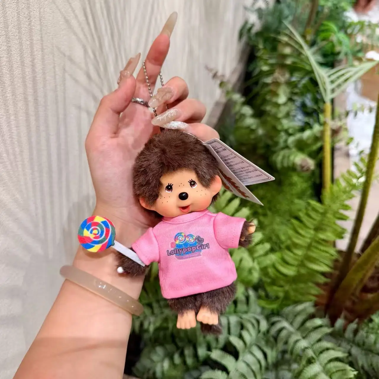 monchhichi Plush Keychains Colorful Cartoon Keyring Standing Plush Doll Backpack Ornament Anime Merchandise Graduation Gift 몬치치