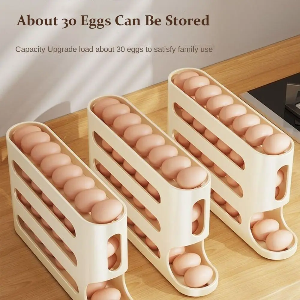 4 Layers Automatic Scrolling Egg Rack Holder Household Automatic Scrolling Egg Storage Box Large-capacity Egg Dispenser