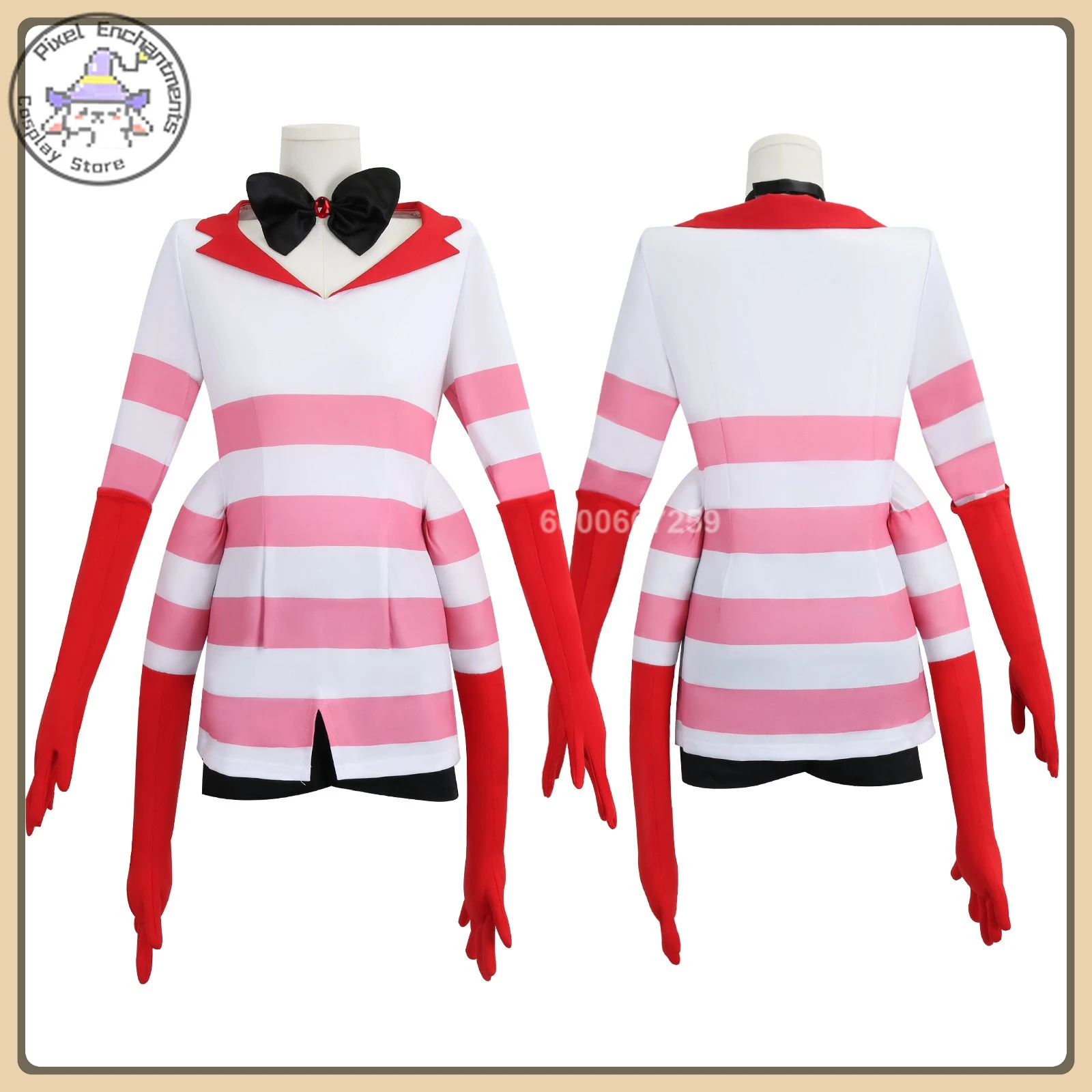 

Костюм для косплея ангела (в стиле ретро) — винтажное платье в красно-белую полоску, полный комплект, высококачественный костюм для косплея (для взрослых мужчин/женщин)