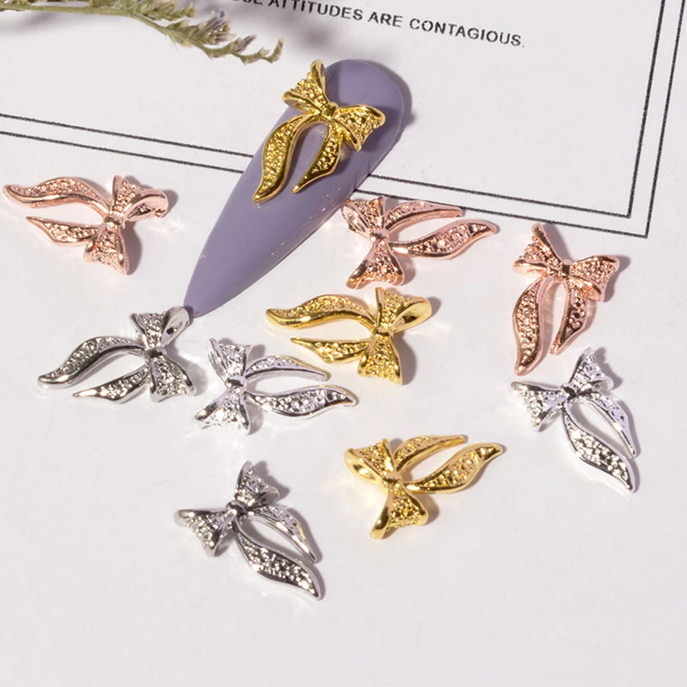 20 Stück Band 3D Strass Nagelteil Bogen Nagel Charms Gold Silber Nagel Dekoration Maniküre Zubehör DIY Charms Y2K Schleife