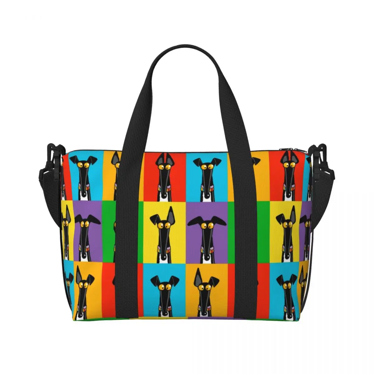 Custom Greyhound Semaphore Tote Bag Women Large Capacity Whippet Sighthound Dog Beach Gym Shoulder Travel Bag