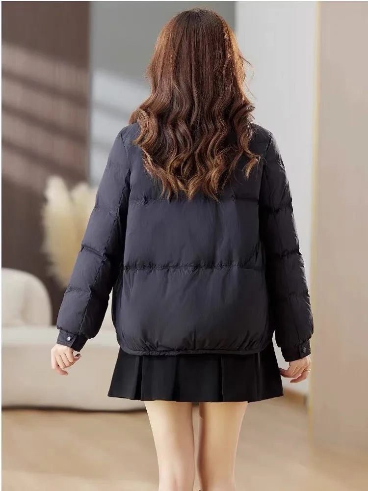 Women's New Style Three-button Down Jacket Winter Petite Bread Jacket Outerwear Loose Fit Thickened Warm Stand-up Collar