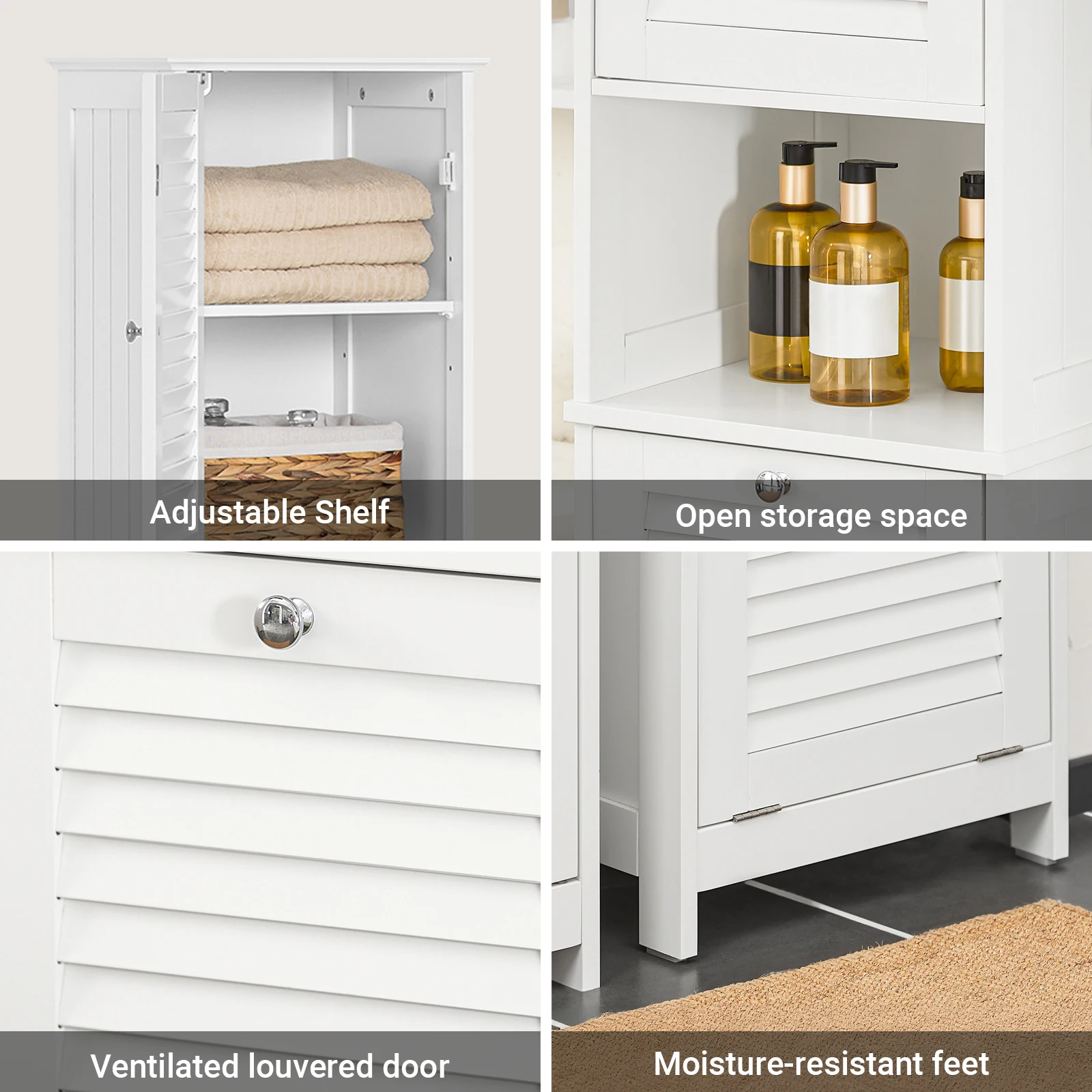 SoBuy BZR124-W Hochschrank mit ausklappbarem Wäschesack Badezimmer Schrank Badschrank schmal Wäscheschrank Badregal – Detail 8