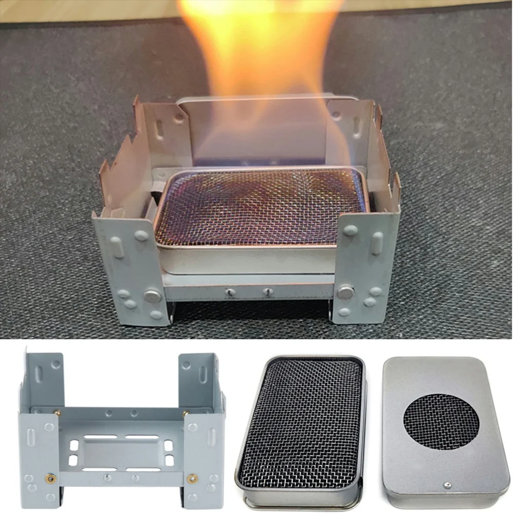 Estufa de Alcohol al aire libre, Mini horno de Alcohol de acero inoxidable, quemador de Alcohol ligero portátil para Camping y Picnic