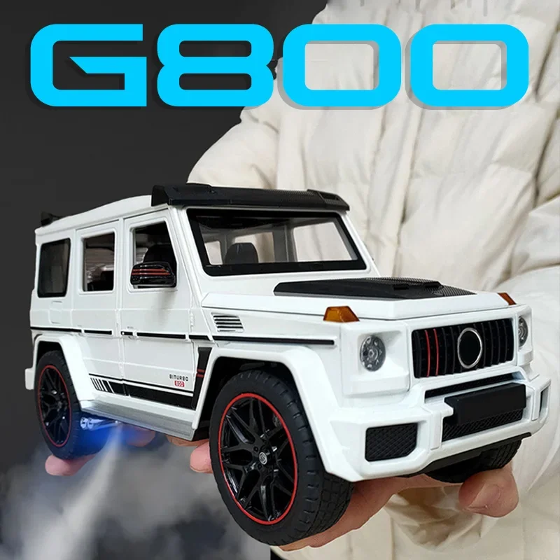 1:18 Mercedes Benz Brabus G800 Off-Road Vehicle SUV Alloy Diecast Model Car Collect Sound & Light Sprayable Toy Car Gift for Kid