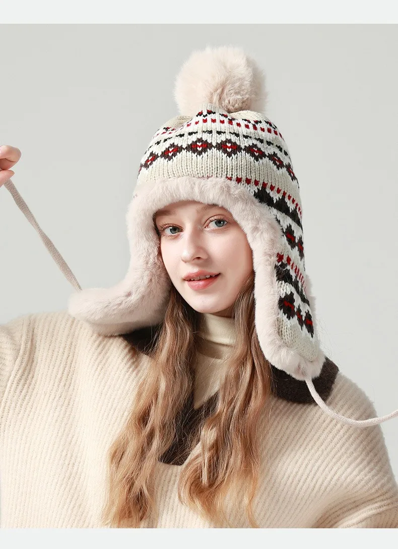 

Морозостойкая зимняя шапка-ушанка для женщин — утолщенный искусственный кроличий мех, дизайн, закрывающий уши для тепла на открытом воздухе