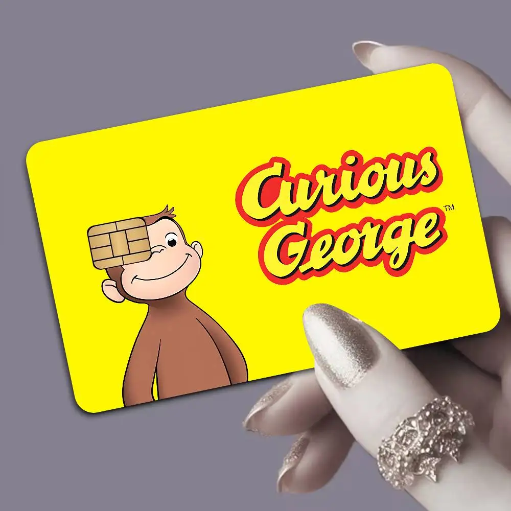 George The Curious Monkey Anime Cartoon Sticker Film Skin for Credit Card Debit Bank Bus Card